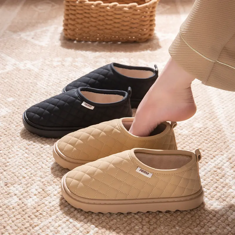 Women Waterproof Fleece Lined Slippers Winter Brown - Image 6