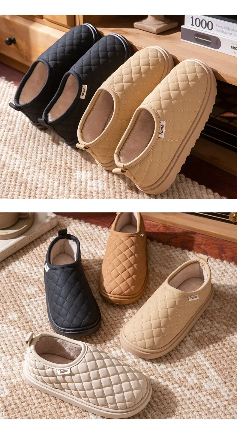 Women Waterproof Fleece Lined Slippers Winter Brown — feature 8