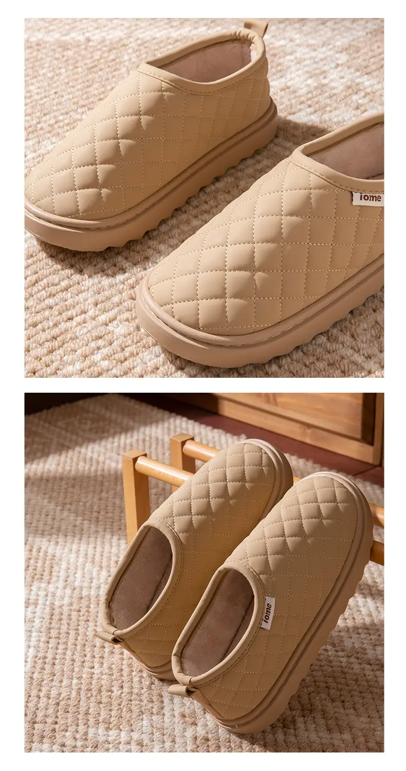 Women Waterproof Fleece Lined Slippers Winter Brown — feature 9