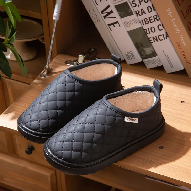 Women Waterproof Fleece Lined Slippers Winter Brown - Image 2