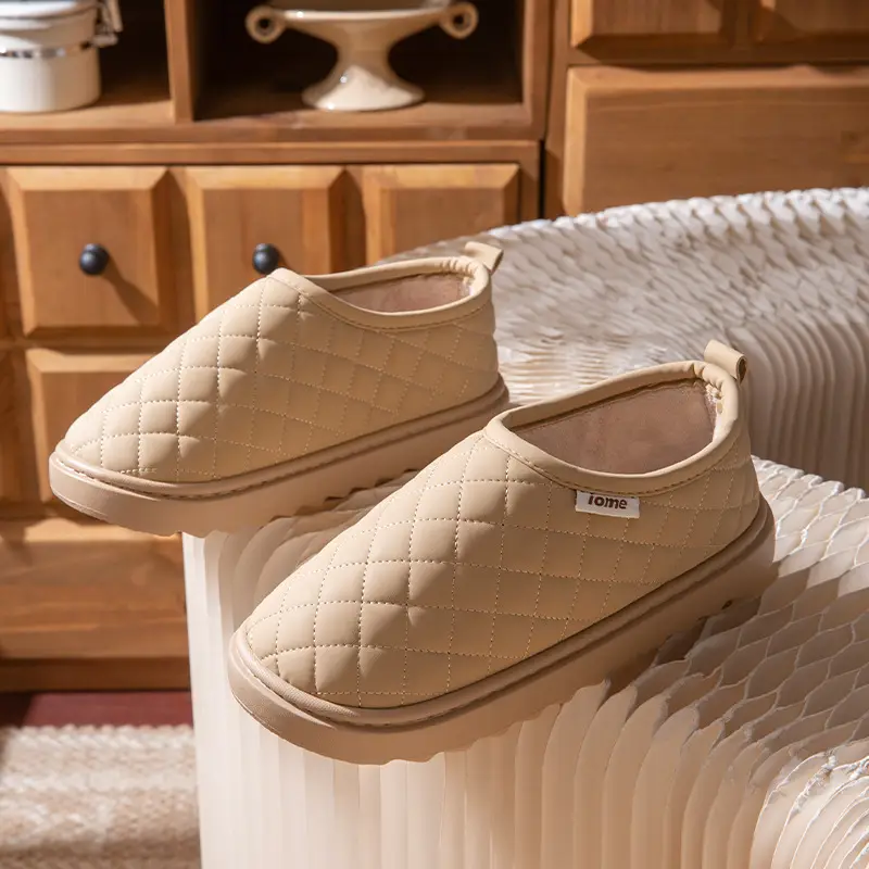 Women Waterproof Fleece Lined Slippers Winter Brown - Image 4