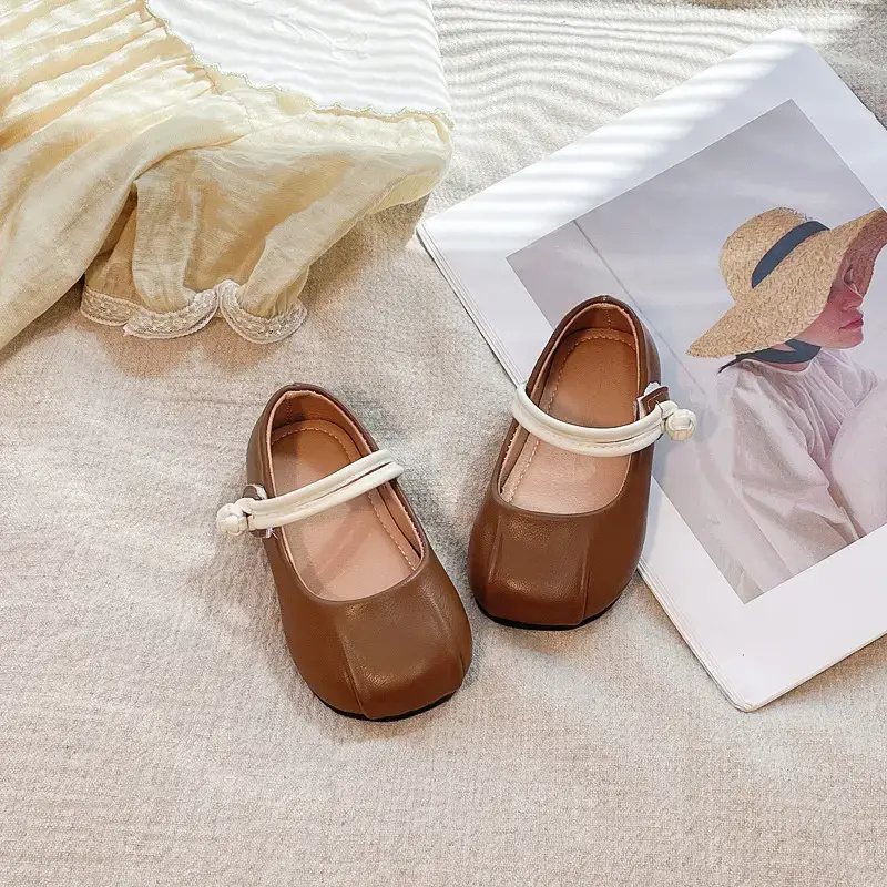 Girls Leather Flats Baby Princess Shoes Soft Sole