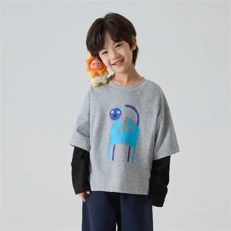 Kids Faux Fur Hand Print T-Shirt Spring Outfit - Image 2