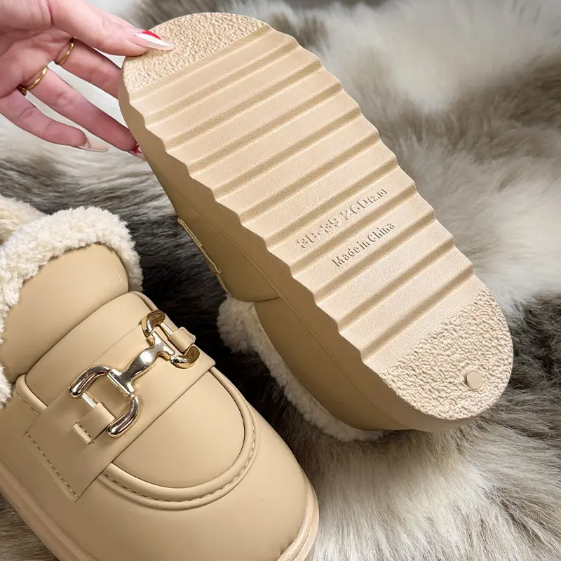 Women Winter Fleece Lined Warm Sole Shoes Tan
