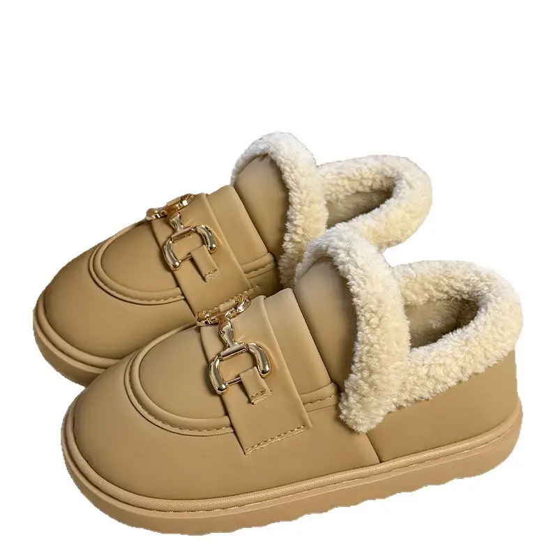 Women Winter Fleece Lined Warm Sole Shoes Tan