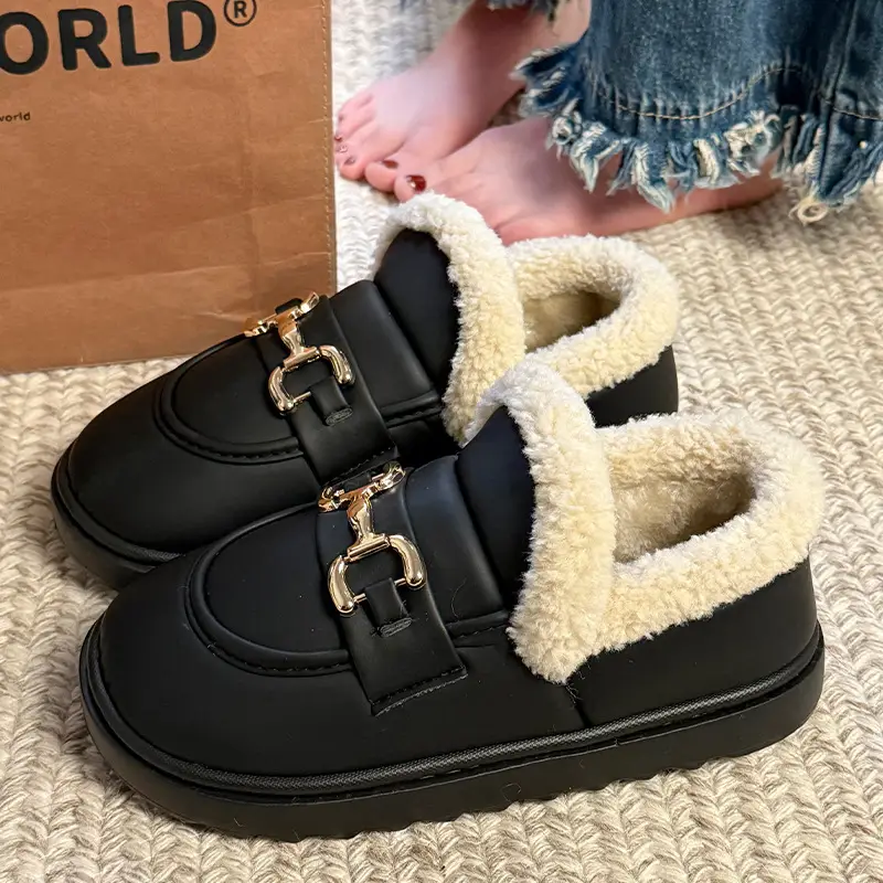Women Winter Fleece Lined Warm Sole Shoes Tan