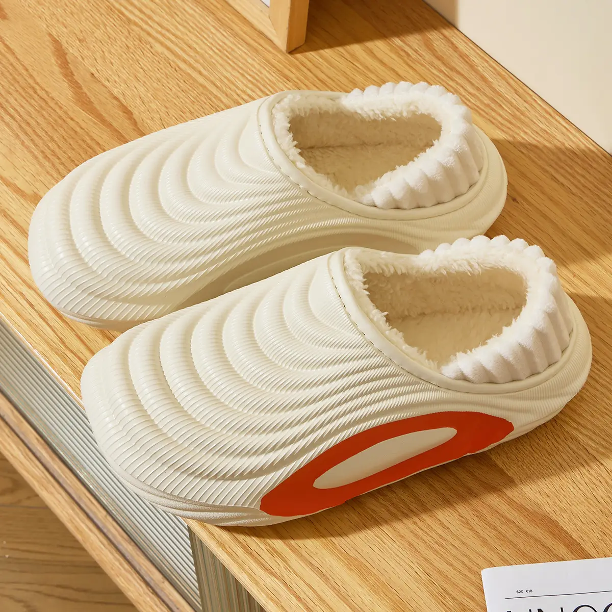 Winter Waterproof Cotton Slippers for Men, Closed Back Warm Fleece Lined - Image 2