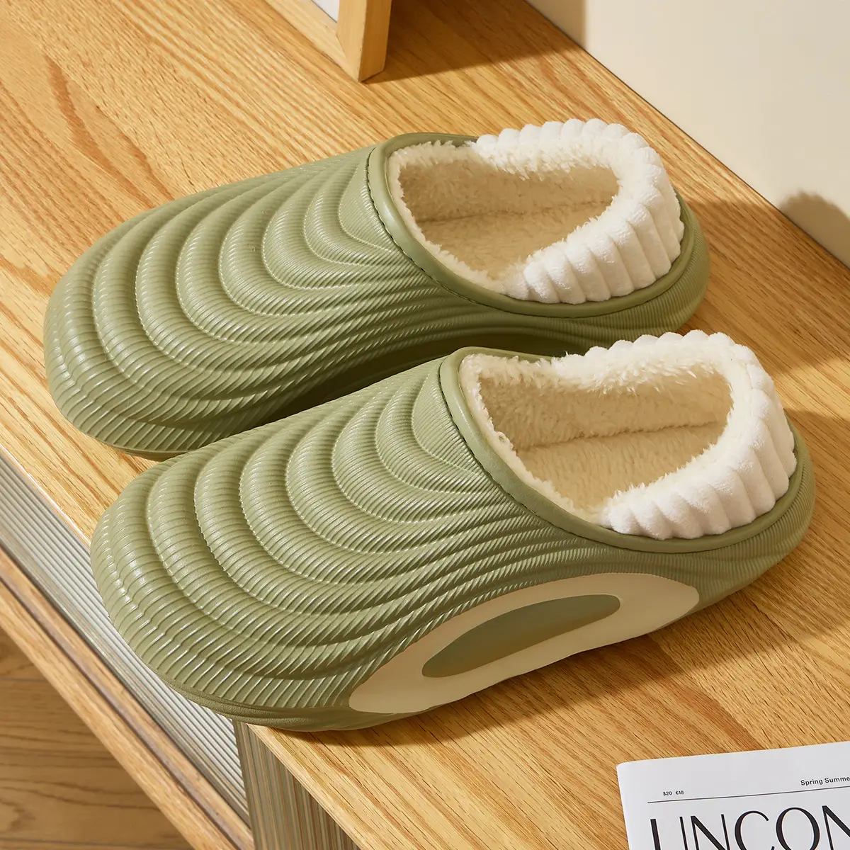 Winter Waterproof Cotton Slippers for Men, Closed Back Warm Fleece Lined - Image 4