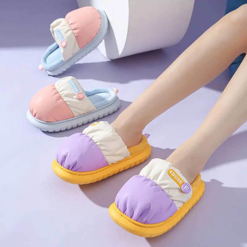 Pu Waterproof Cotton Slippers for Autumn and Winter for Men and Women, Couples at Home, Fleece-Lined, Warm, Comfortable, Non-Slip Confinement Shoes, New Winter Style - Image 6