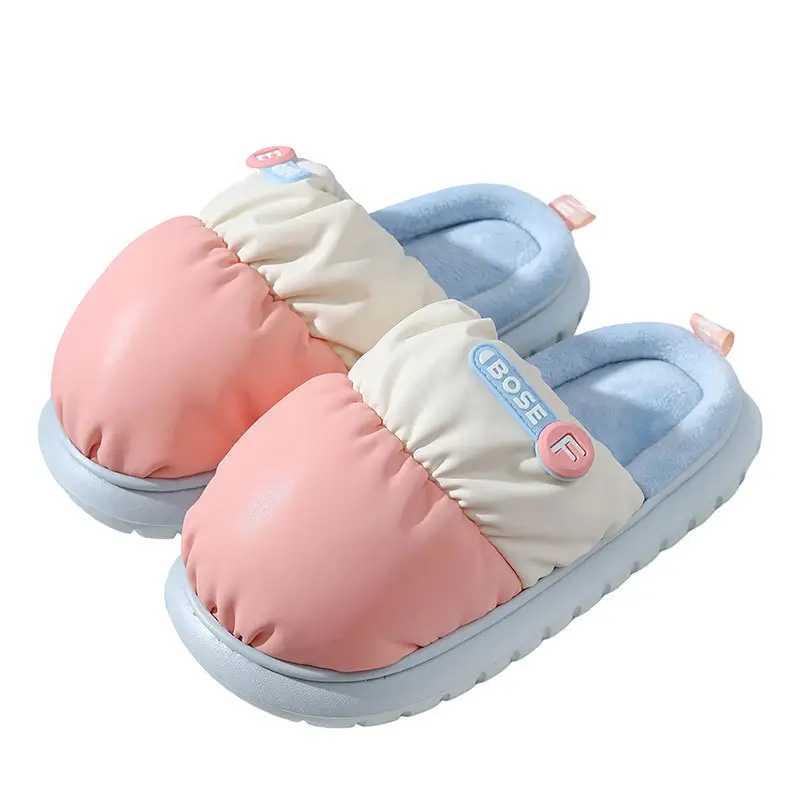 Pu Waterproof Cotton Slippers for Autumn and Winter for Men and Women, Couples at Home, Fleece-Lined, Warm, Comfortable, Non-Slip Confinement Shoes, New Winter Style - Image 9