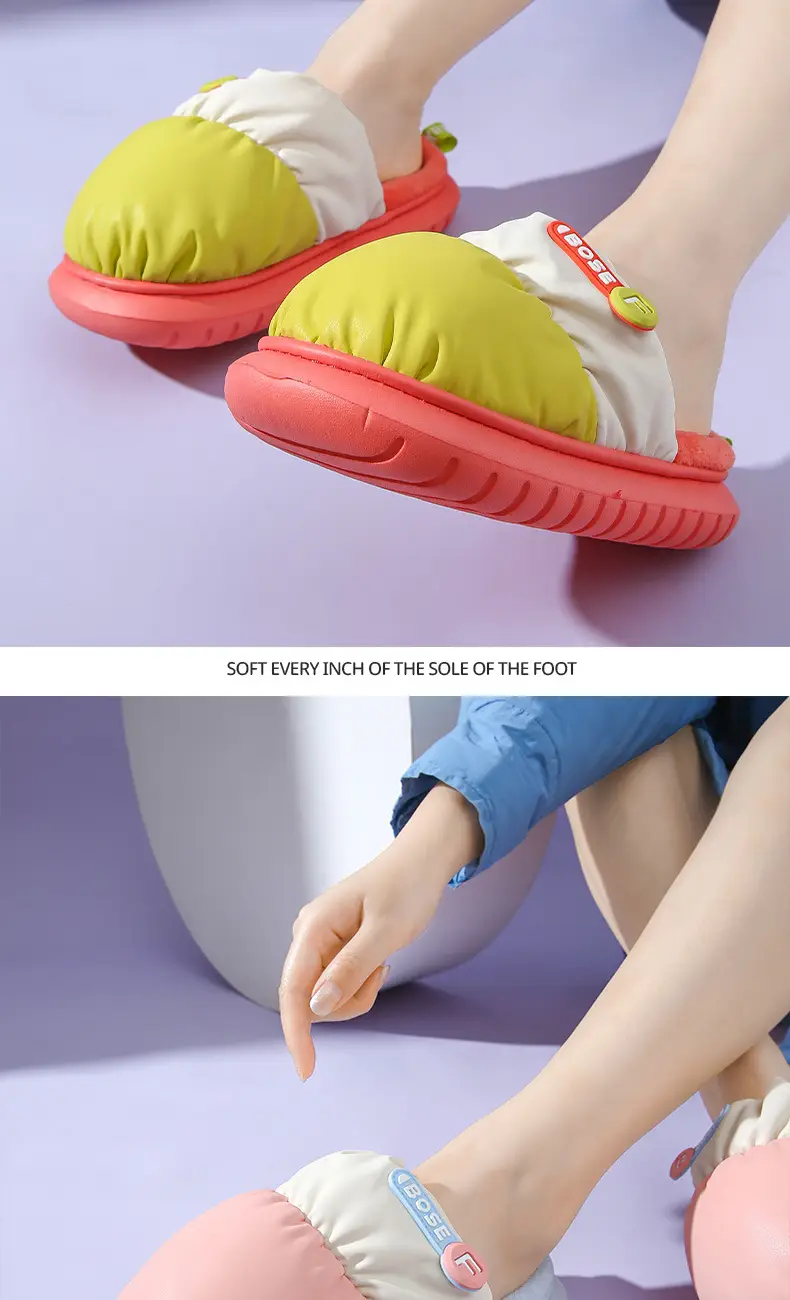 Pu Waterproof Cotton Slippers for Autumn and Winter for Men and Women, Couples at Home, Fleece-Lined, Warm, Comfortable, Non-Slip Confinement Shoes, New Winter Style — feature 11