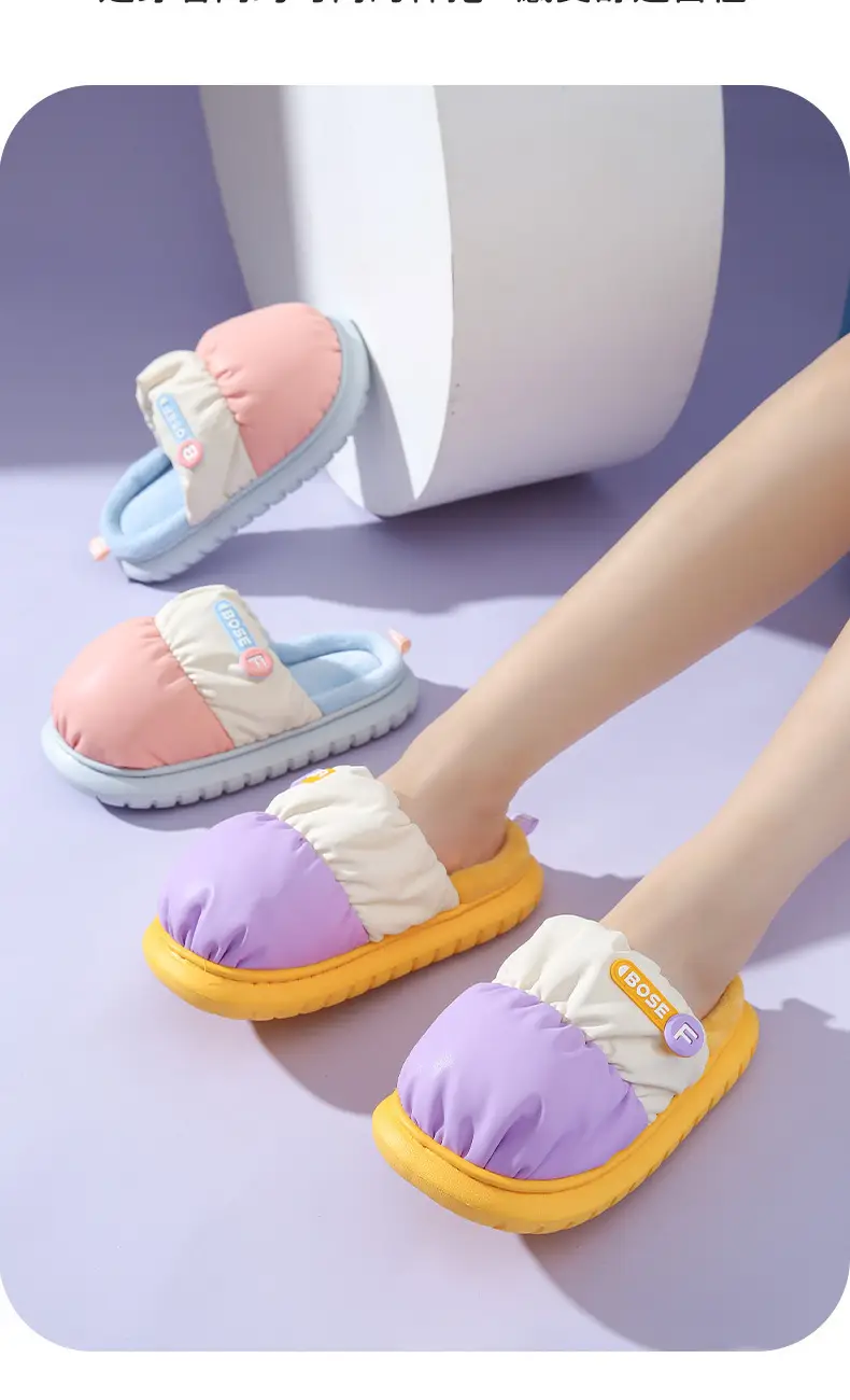 Pu Waterproof Cotton Slippers for Autumn and Winter for Men and Women, Couples at Home, Fleece-Lined, Warm, Comfortable, Non-Slip Confinement Shoes, New Winter Style — feature 8