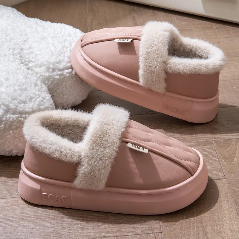 Men's Waterproof Fleece Slippers Grey Winter - Image 8