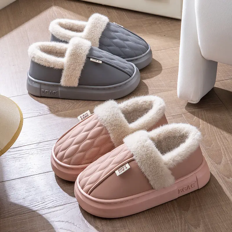 Men's Waterproof Fleece Slippers Grey Winter - Image 9