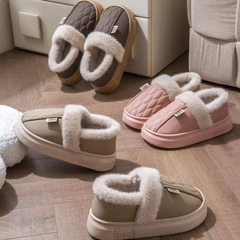 Men's Waterproof Fleece Slippers Grey Winter - Image 10