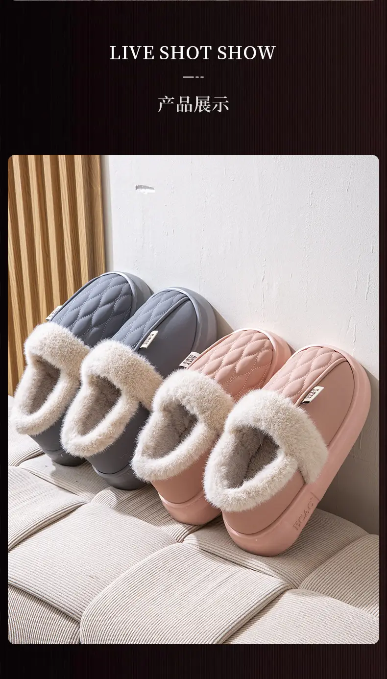 Men's Waterproof Fleece Slippers Grey Winter — feature 14