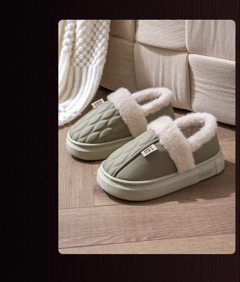 Men's Waterproof Fleece Slippers Grey Winter — feature 15