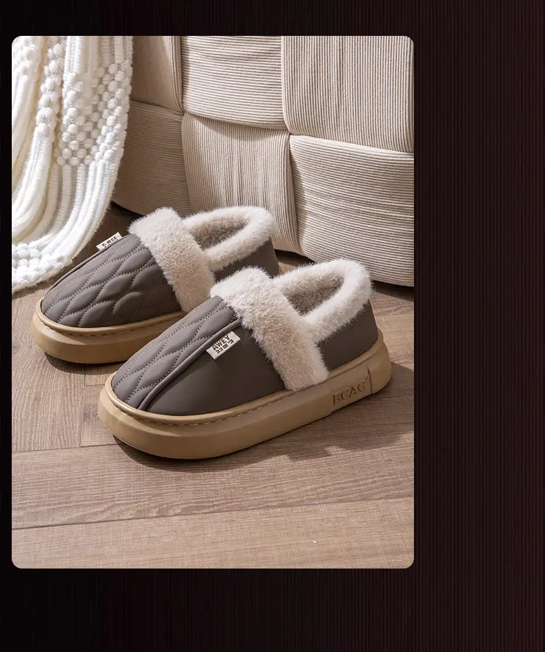 Men's Waterproof Fleece Slippers Grey Winter — feature 16