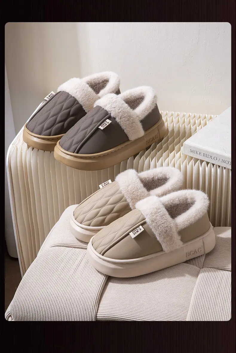 Men's Waterproof Fleece Slippers Grey Winter — feature 17