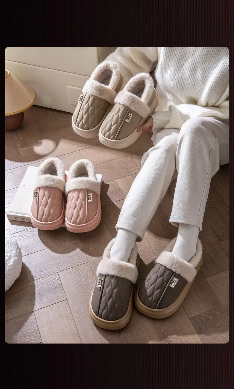 Men's Waterproof Fleece Slippers Grey Winter — feature 18