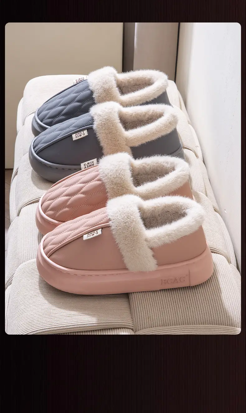 Men's Waterproof Fleece Slippers Grey Winter — feature 19