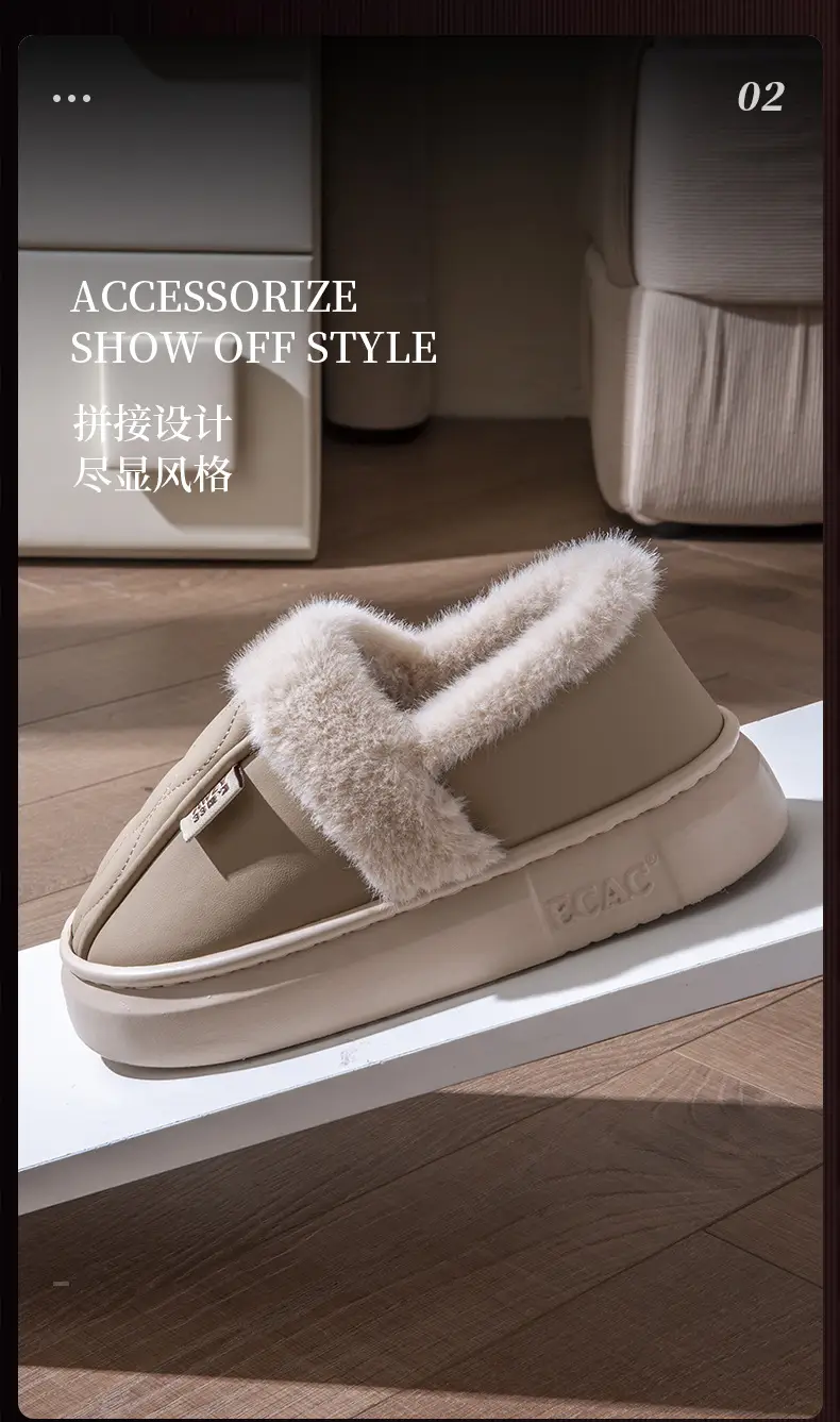 Men's Waterproof Fleece Slippers Grey Winter — feature 9