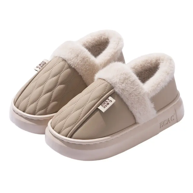 Men's Waterproof Fleece Slippers Grey Winter - Image 3