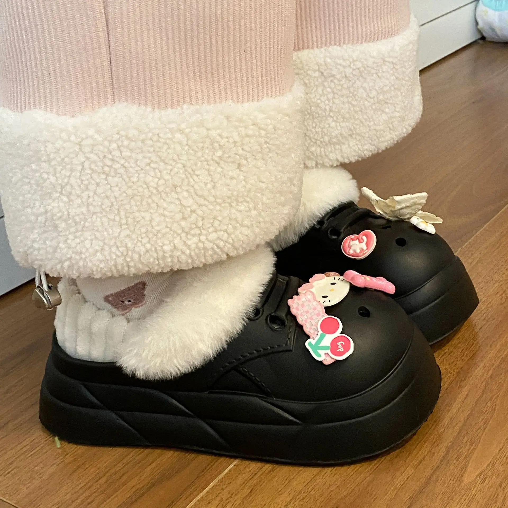 Autumn Winter Cat Heart Warm Toe Cap Shoes - Image 6