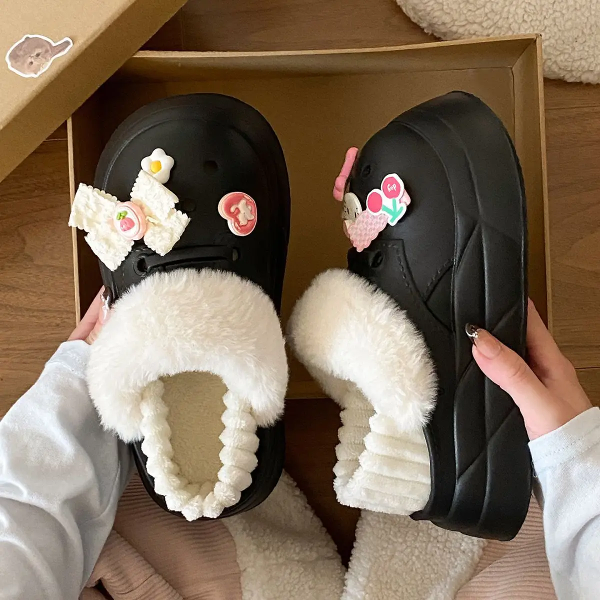 Autumn Winter Cat Heart Warm Toe Cap Shoes — feature 37