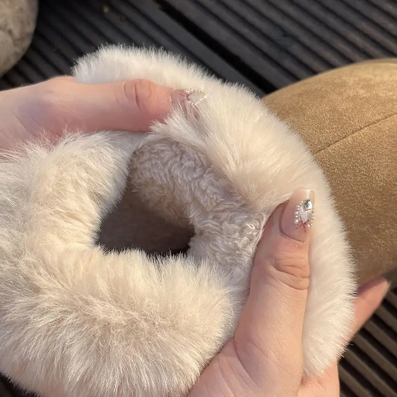 Women's Winter Plush Warm Cotton Slippers with Large Fur Cuffs, Non-Slip, Suitable for Outdoor and Indoor Use, Featuring a Soft Stepping Feel, Snow Boots, and Cotton Slippers - Image 5