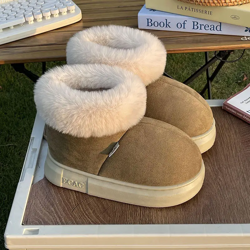 Women's Winter Plush Warm Cotton Slippers with Large Fur Cuffs, Non-Slip, Suitable for Outdoor and Indoor Use, Featuring a Soft Stepping Feel, Snow Boots, and Cotton Slippers - Image 6