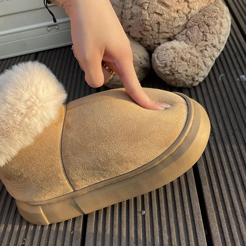 Women's Winter Plush Warm Cotton Slippers with Large Fur Cuffs, Non-Slip, Suitable for Outdoor and Indoor Use, Featuring a Soft Stepping Feel, Snow Boots, and Cotton Slippers - Image 7