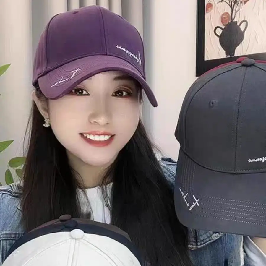 Women Purple Embroidered Baseball Cap Small - Image 9