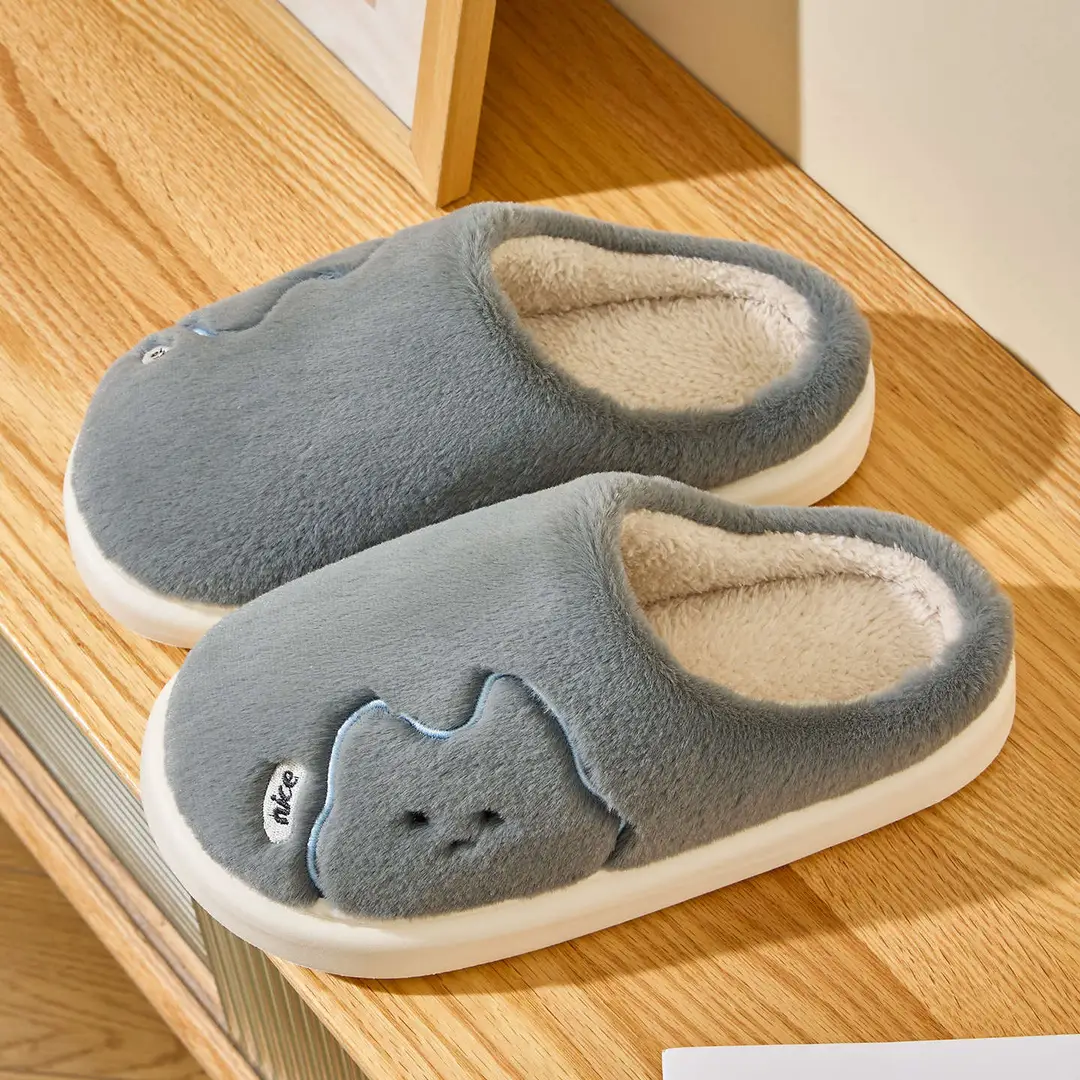 Cute Cotton Slippers for Women 2025 New Autumn and Winter Indoor Home Thick-Soled Non-Slip Warm Plush Slippers for Men - Image 3