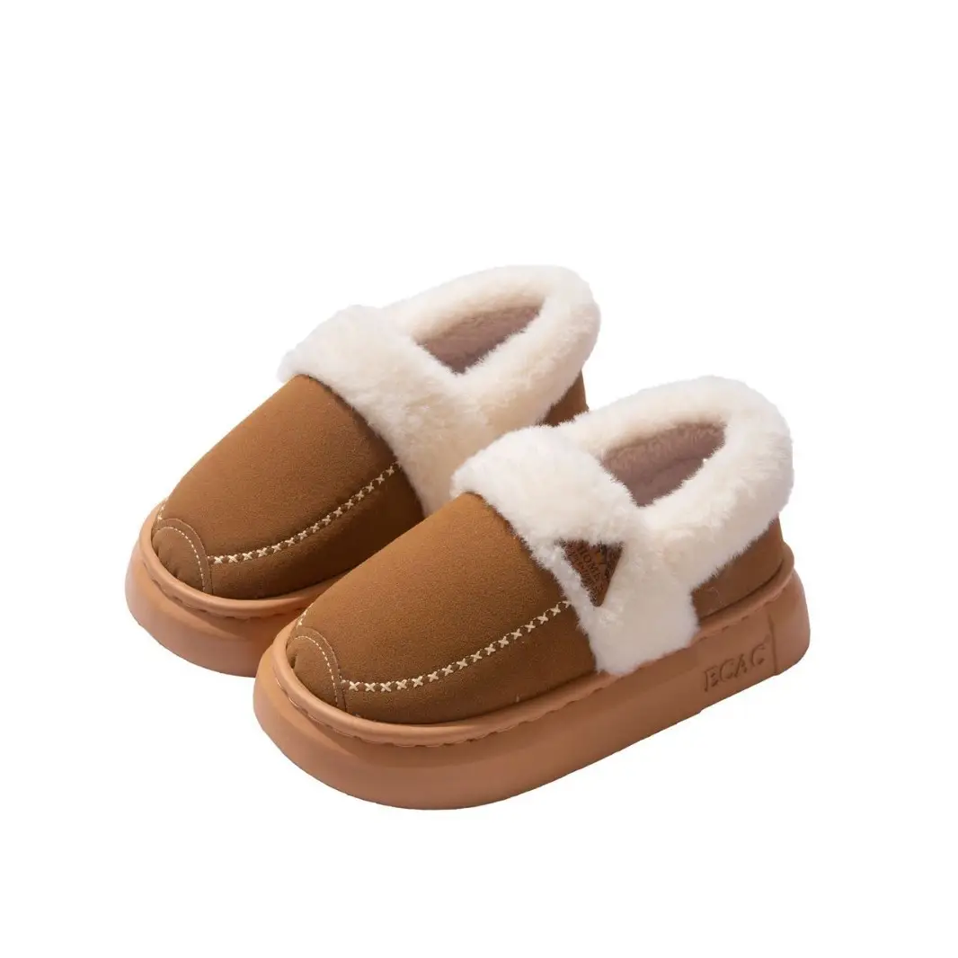 Fashionable Plush Collar Cotton Slippers for Women 2025 Autumn and Winter New Style Indoor Home Fleece-Lined Warm Anti-Slip Thick-Soled Fur Slippers for Men - Image 10