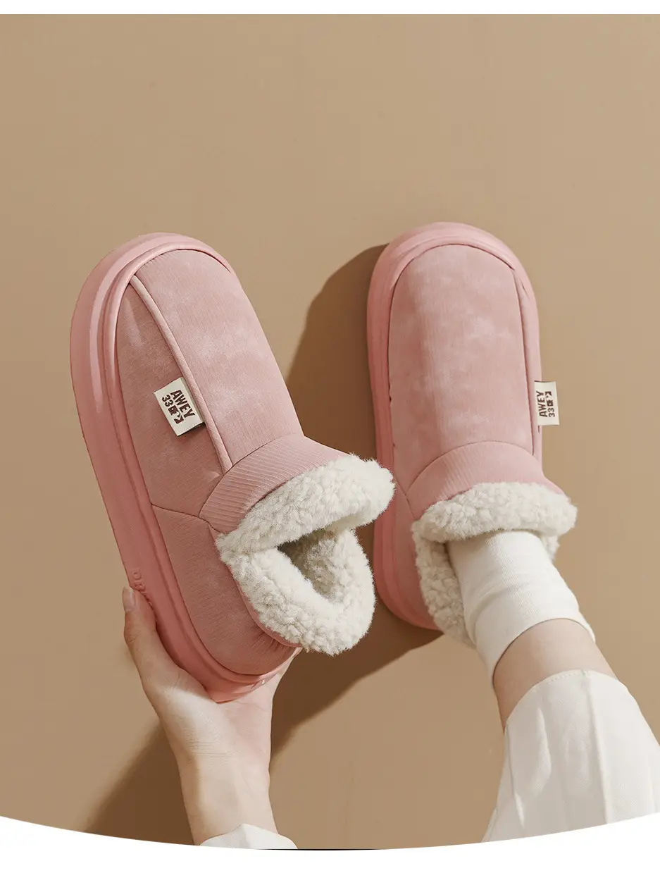 Winter Cotton Heeled Slippers for Men Women Warm Non-Slip — feature 12