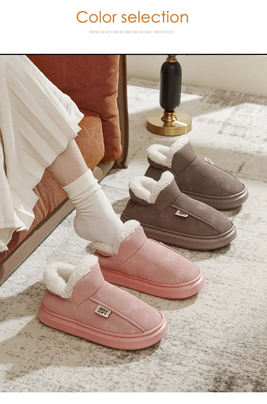 Winter Cotton Heeled Slippers for Men Women Warm Non-Slip — feature 13