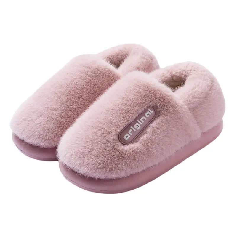 Women Cotton Anti-Slip Slippers Pink Grey Winter Warm - Image 10