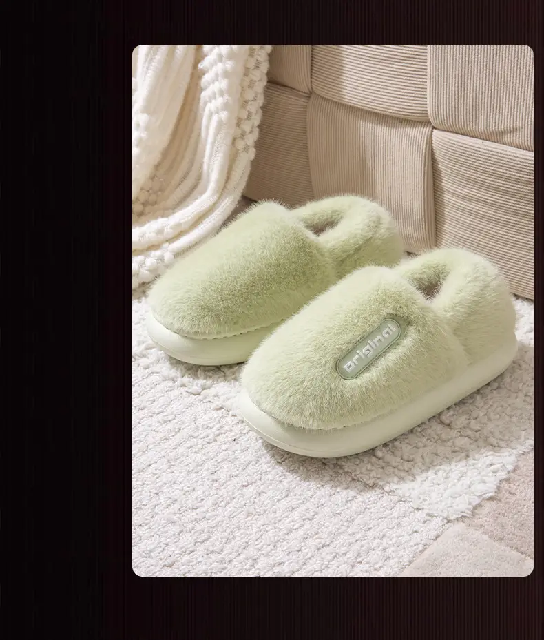 Women Cotton Anti-Slip Slippers Pink Grey Winter Warm — feature 14