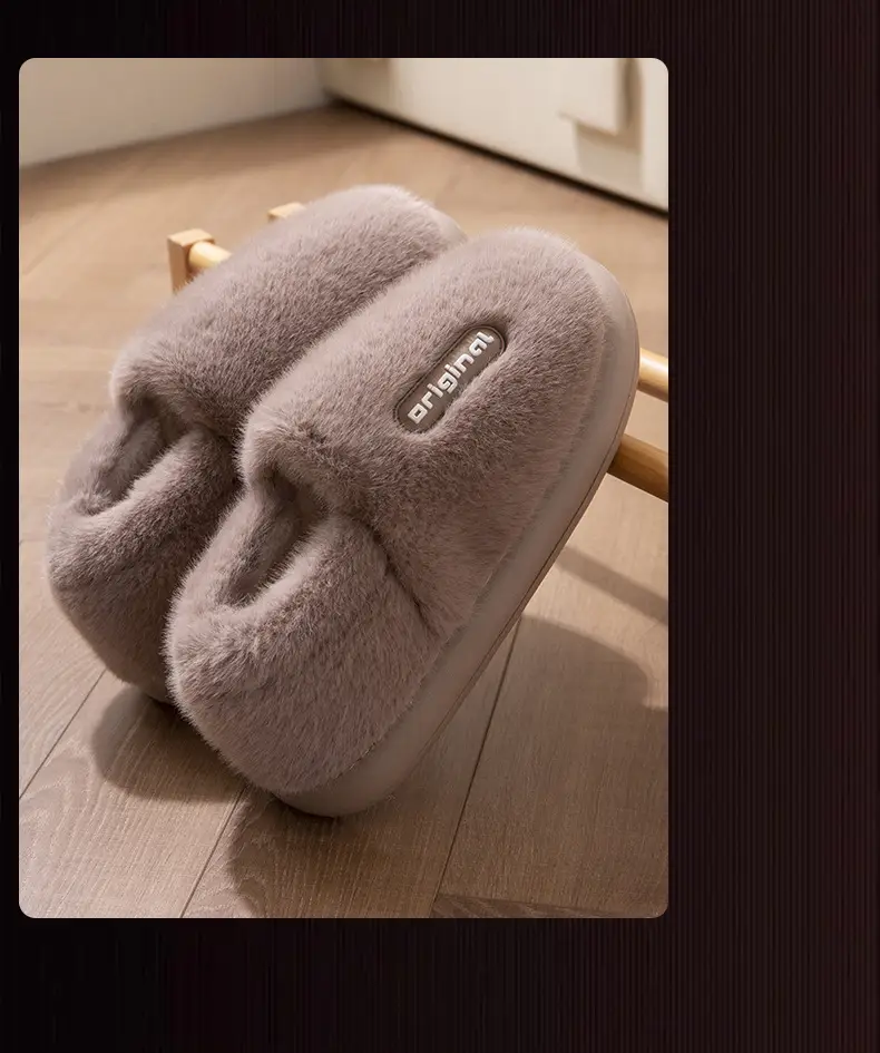 Women Cotton Anti-Slip Slippers Pink Grey Winter Warm — feature 15