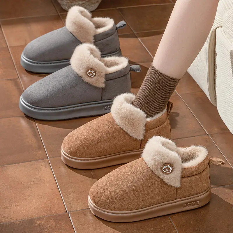 British Style Bag Heel Cotton Slippers for Women Winter 2025 New Outer Wear Thick Sole Fleece-Lined Snow Boots Warm Cotton Shoes for Men - Image 9