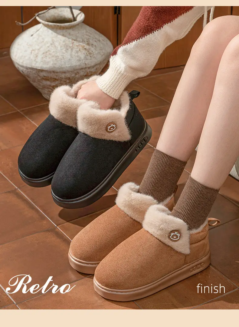 British Style Bag Heel Cotton Slippers for Women Winter 2025 New Outer Wear Thick Sole Fleece-Lined Snow Boots Warm Cotton Shoes for Men — feature 14