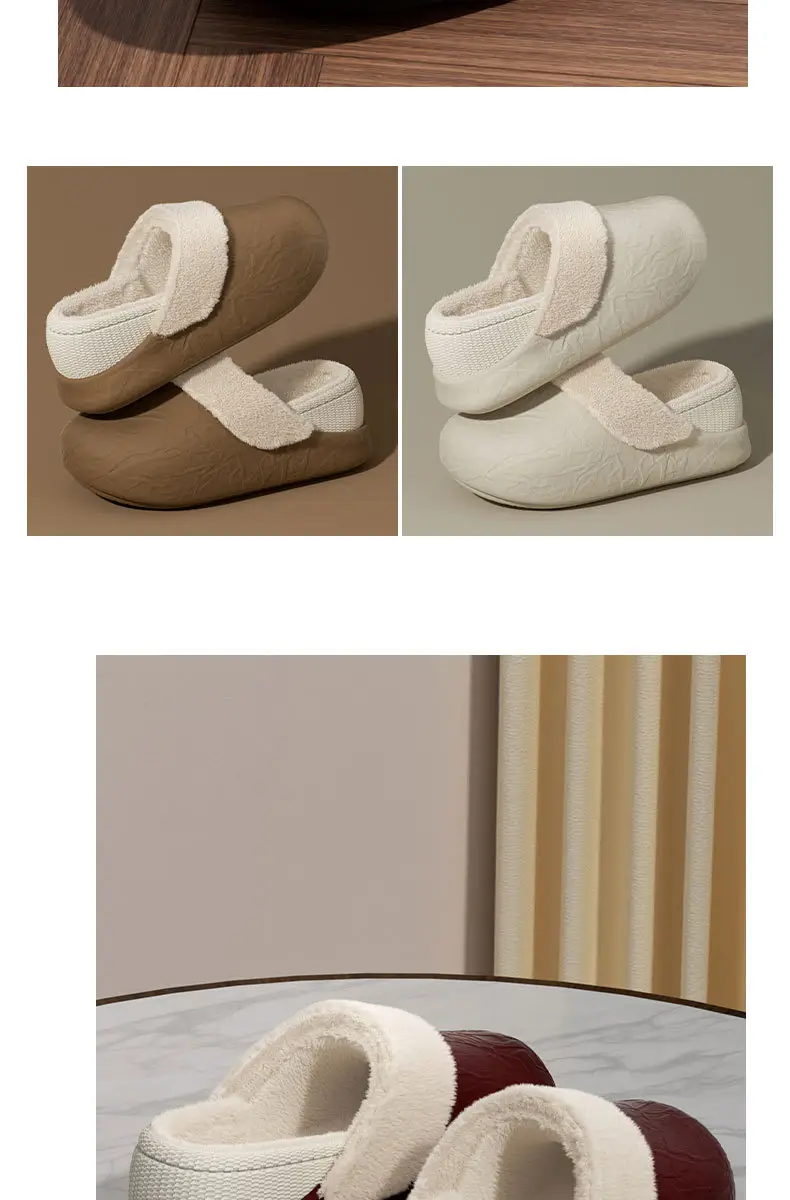 2025 New Cotton Slippers Women's Winter Thick-Soled Indoor Home Stuffed Slippers Home Waterproof Bag Heel Cotton Shoes Men — feature 6