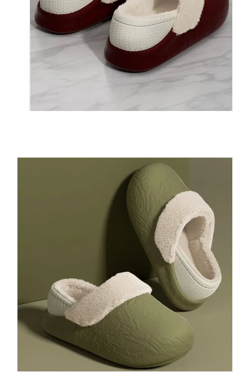 2025 New Cotton Slippers Women's Winter Thick-Soled Indoor Home Stuffed Slippers Home Waterproof Bag Heel Cotton Shoes Men — feature 7