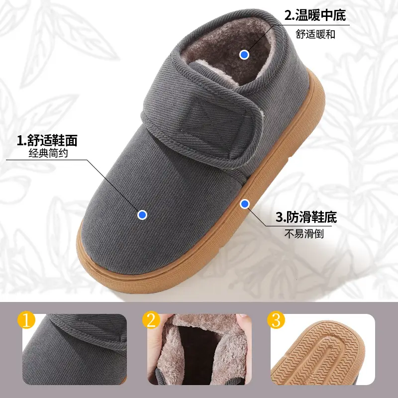 Women Cotton Cover-Heeled Slippers Winter Warm Anti-Slip
