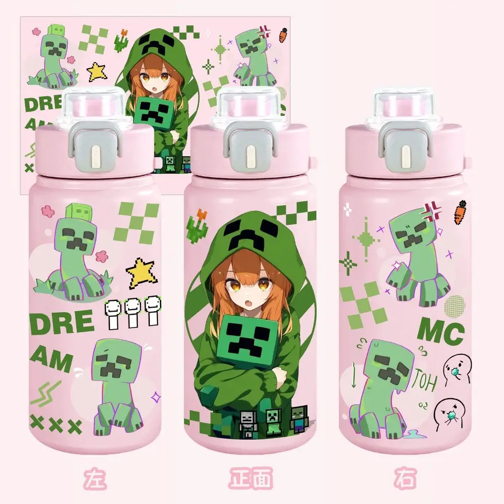 Minecraft Game Double-Drink Thermos Cup High-Value Straw Cup Gift 316 Stainless Steel Student Portable Water Cup