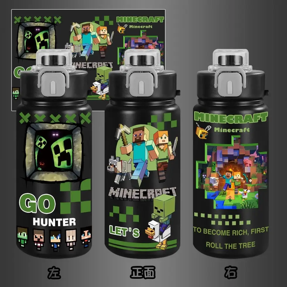Minecraft Game Double-Drink Thermos Cup High-Value Straw Cup Gift 316 Stainless Steel Student Portable Water Cup