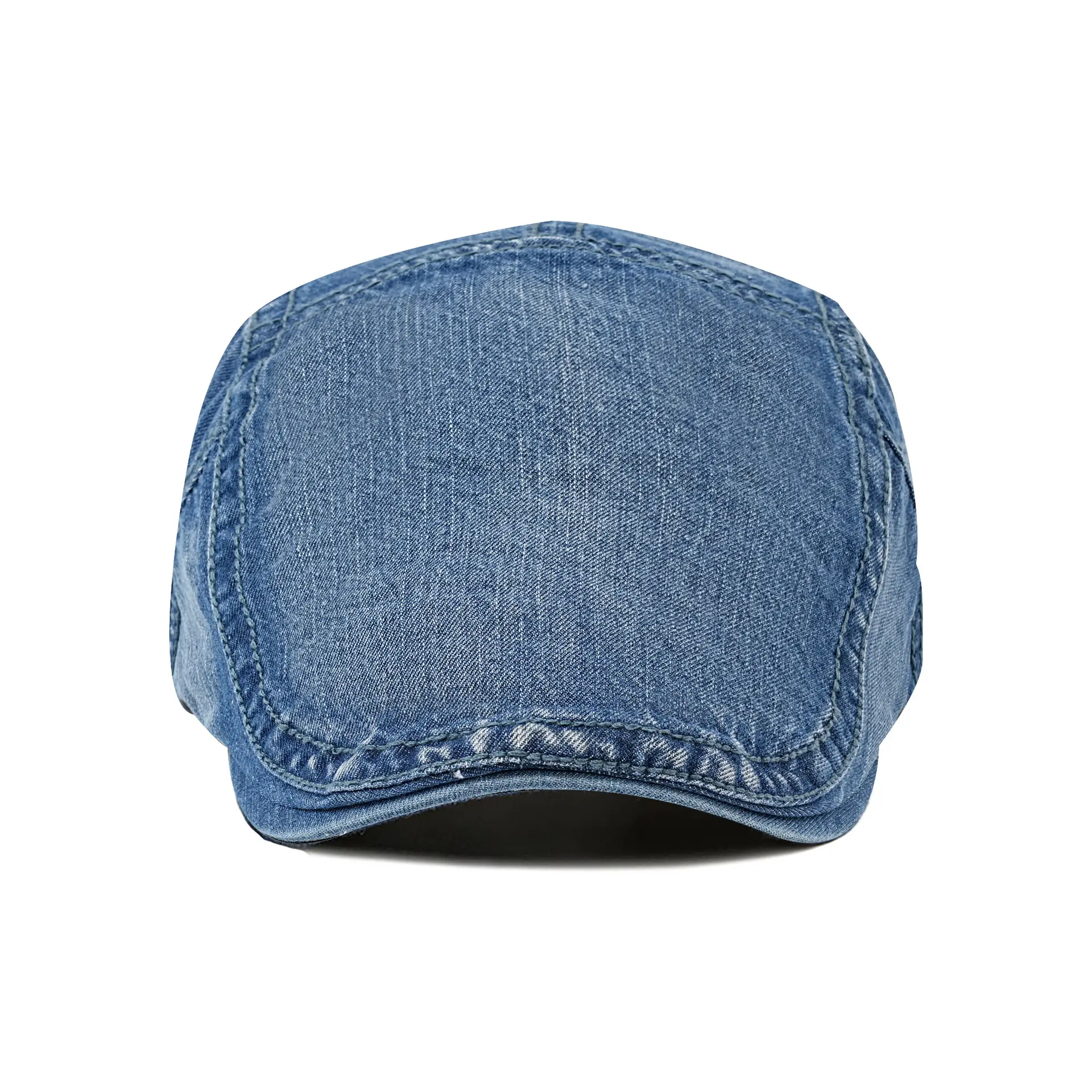 Washed Cotton Denim Forward Cap Retro British Beret Women's Flat Top Painter Duckbill Cap Backwards Worn Baseball Cap - Image 9