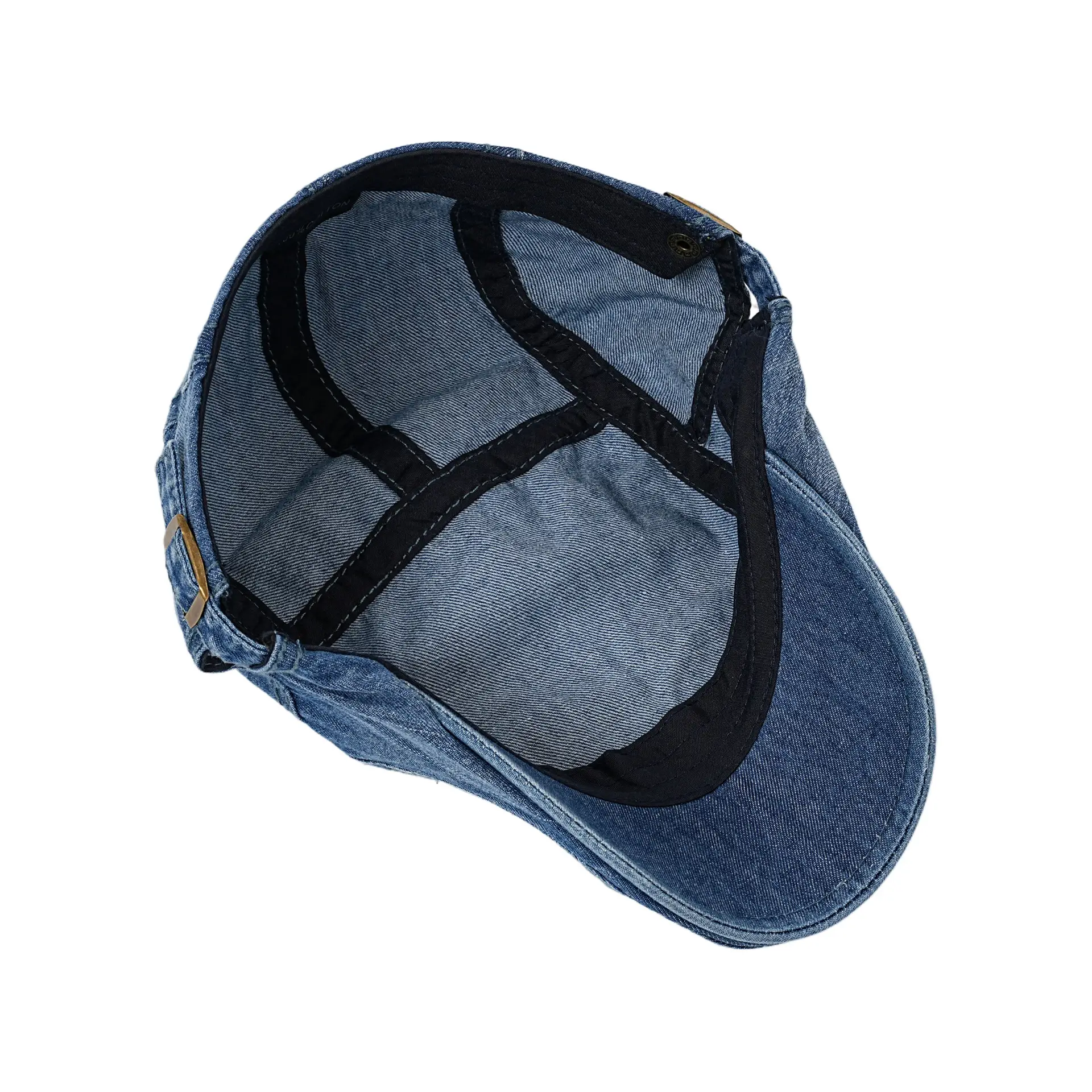 Washed Cotton Denim Forward Cap Retro British Beret Women's Flat Top Painter Duckbill Cap Backwards Worn Baseball Cap - Image 11
