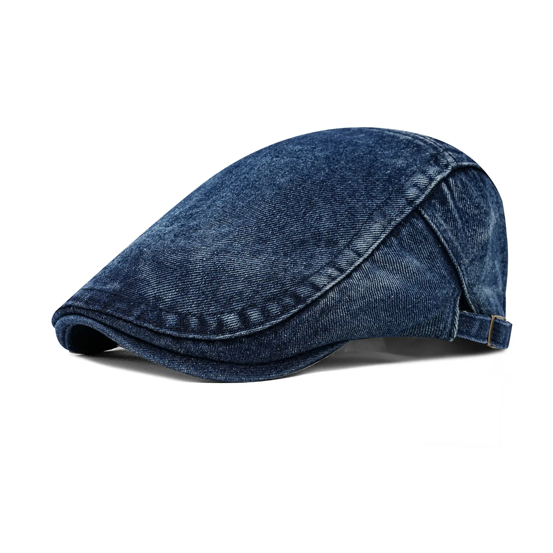 Washed Cotton Denim Forward Cap Retro British Beret Women's Flat Top Painter Duckbill Cap Backwards Worn Baseball Cap - Image 4